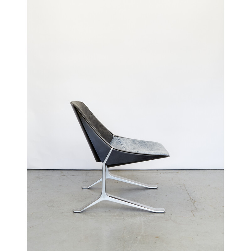 Paire de fauteuils vintage en aluminium et denim par Knut Hesterberg pour Selectform, Allemagne 1970