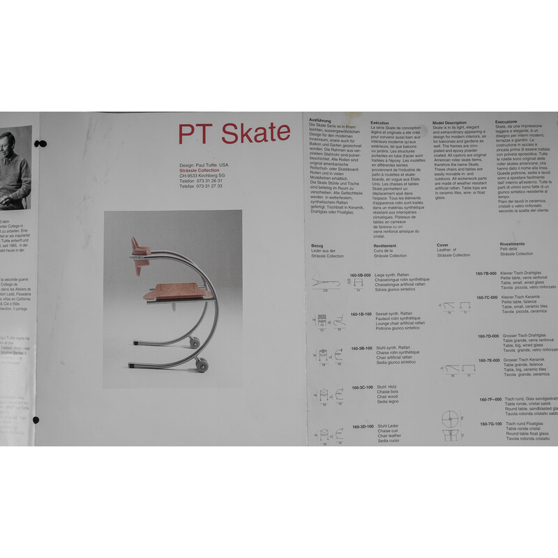 Tumbona vintage con mesa Pt Skate de Paul Tuttle para la colección Strässle