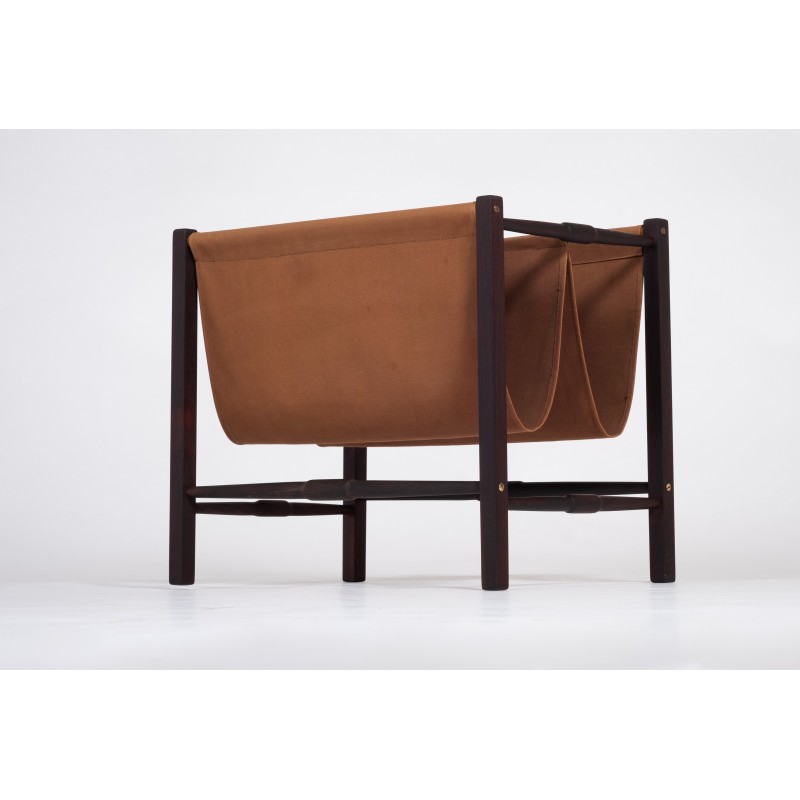 Vintage magazine rack in cognac rosewood, Denmark 1960s