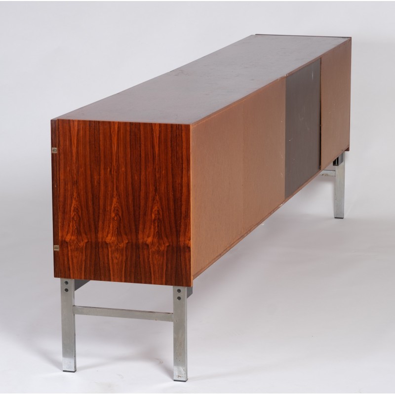 Vintage rosewood and chrome-plated metal lowboard by Fristho Franeker, Netherlands 1960s