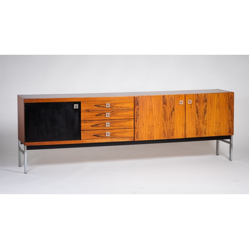 Vintage rosewood and chrome-plated metal lowboard by Fristho Franeker, Netherlands 1960s