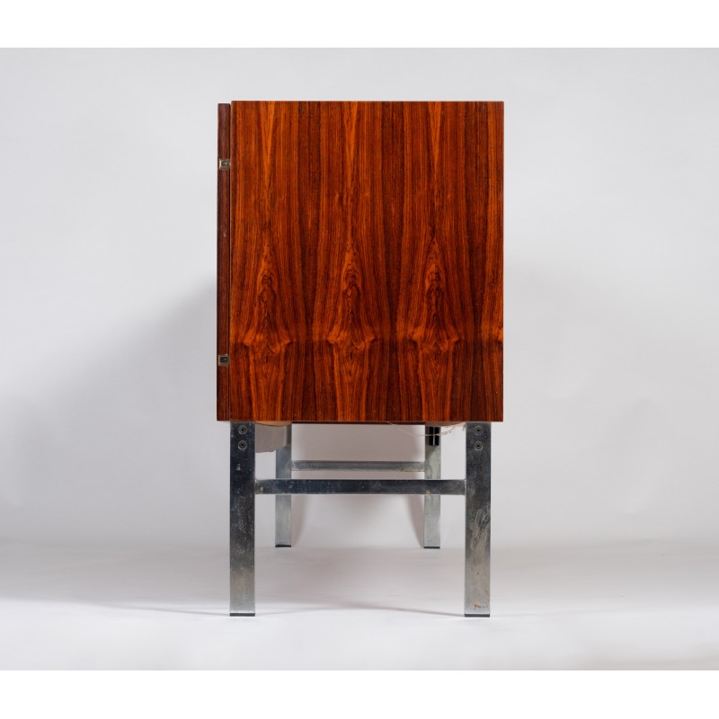 Vintage rosewood and chrome-plated metal lowboard by Fristho Franeker, Netherlands 1960s