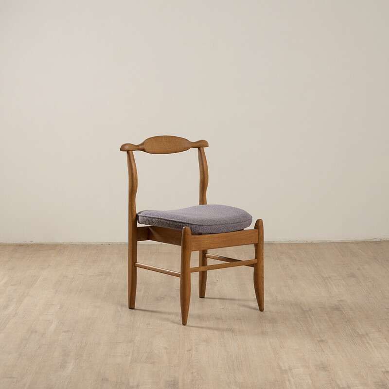 Par de cadeiras de carvalho e lã vintage de Guillerme e Chambron, 1960