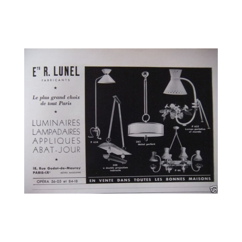 Lampadaire "Diabolo" jaune en métal et laiton de René MATHIEU pour  R.Lunel - 1950