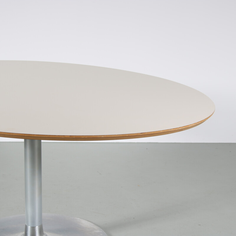 Vintage dining table in chromed metal and laminated wood by Pierre Paulin for Artifort, Netherlands 2003s