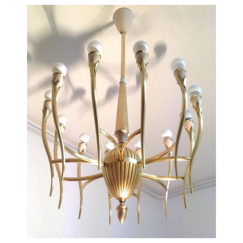 Big brass italian Mid-Century Chandelier - 1950s