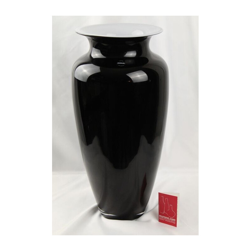 Vintage vaso de vidro murano preto por Carlo Nason