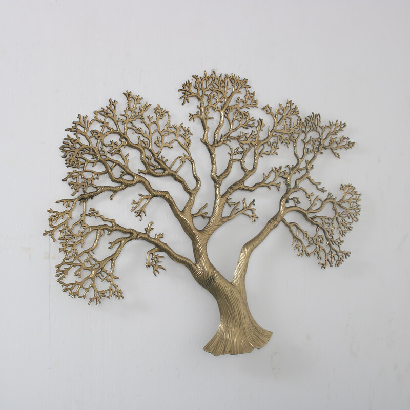 Vintage wall mounted brass tree sculpture, Belgium 1970s