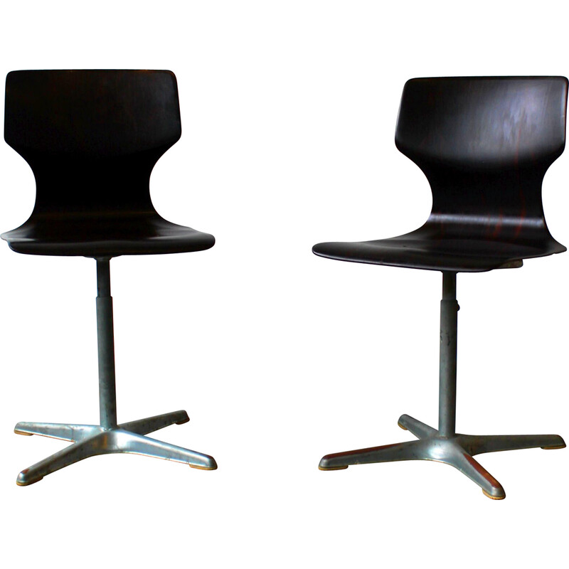 Pair of vintage evolving chairs by Adam Stegner for Flötotto Pagholz, 1970