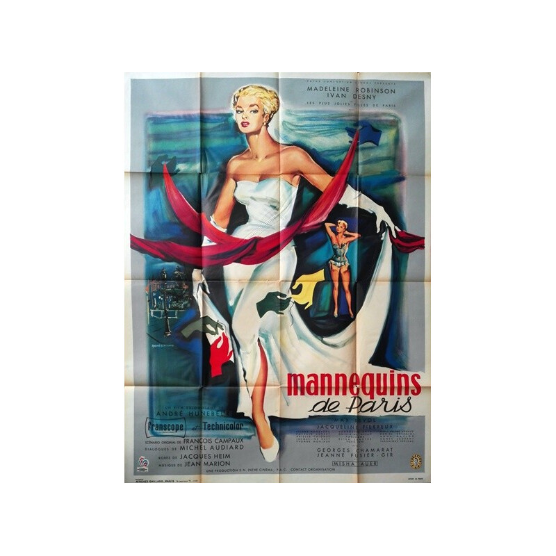 Poster cinematografico d'epoca "Mannequins de Paris" di André Hunebelle, 1956