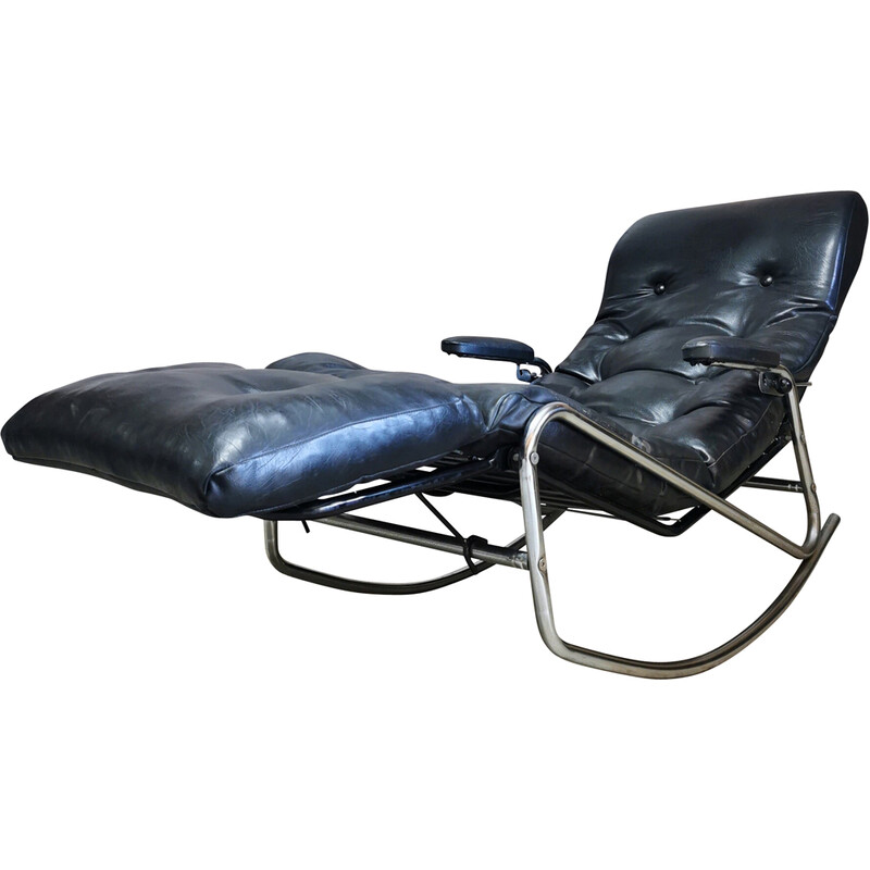 Banmüller vintage rocking chair in black leather