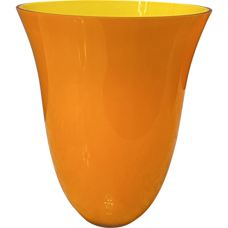 Vintage orange vase by Carlo Nason