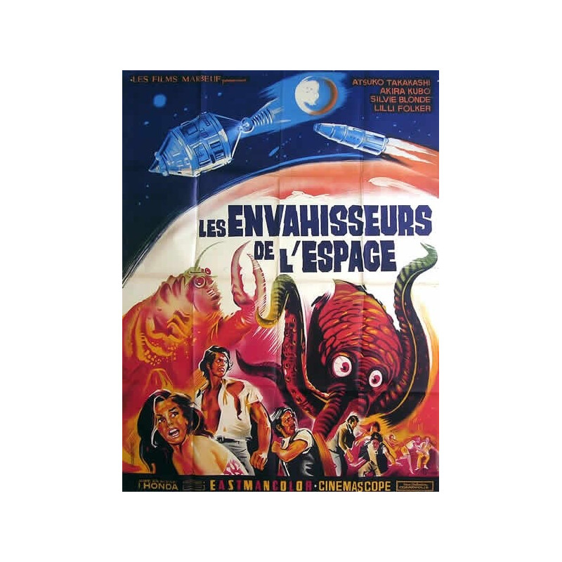 Affiche de cinéma vintage "les envahisseurs de l'espace" par Inoshiro Honda, 1970