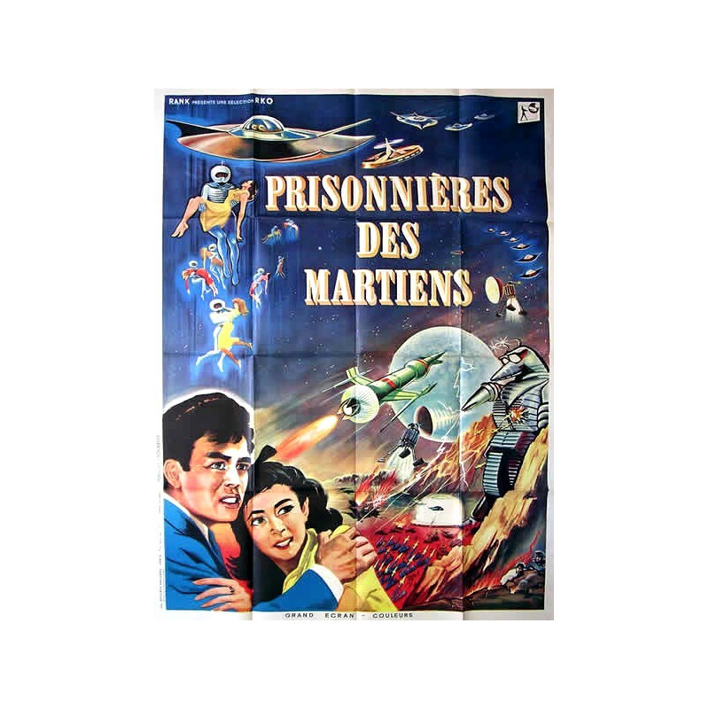 Cartel de cine de época "Prisioneros de los marcianos" de Inoshiri Honda, 1958