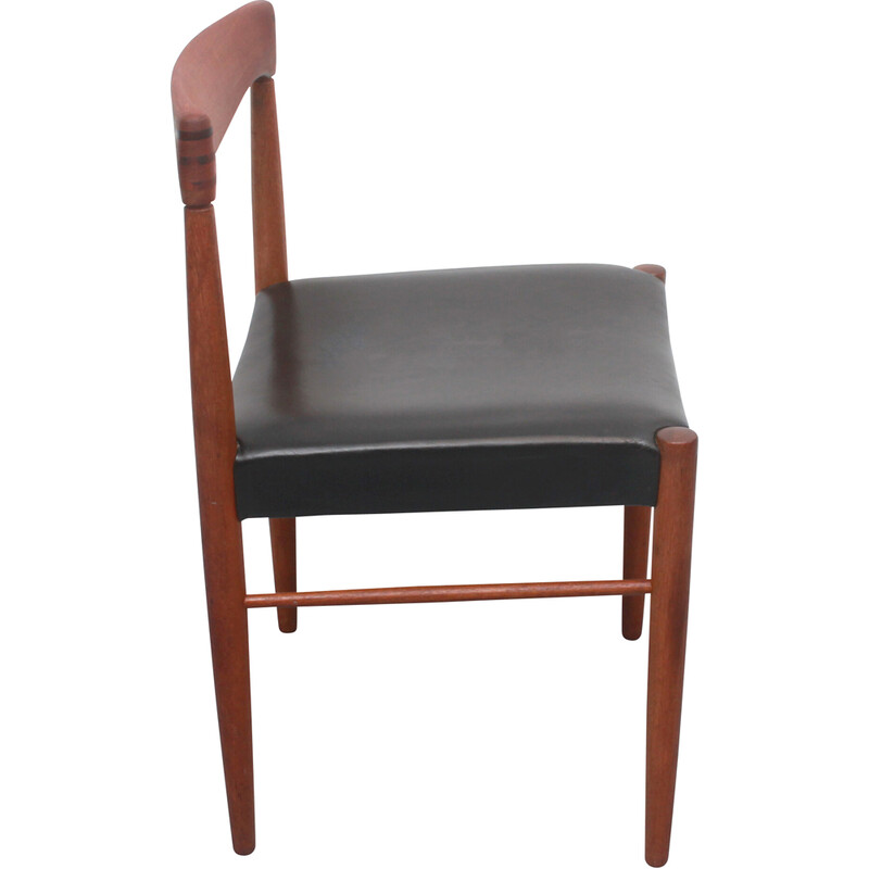 Vintage stoel in teak en leer van H.W.Klein voor Bramin, jaren 1960