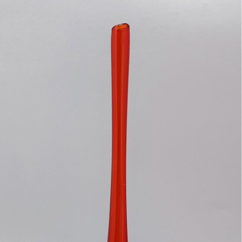 Vase vintage rouge et vert de Flavio Poli, 1960