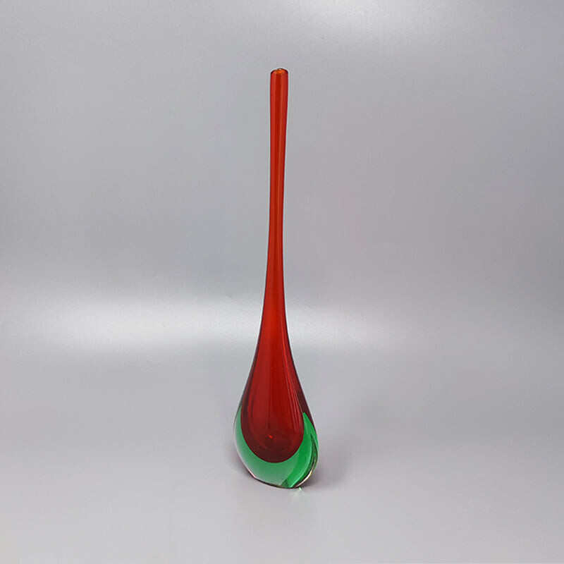 Vintage vaso vermelho e verde de Flavio Poli, década de 1960