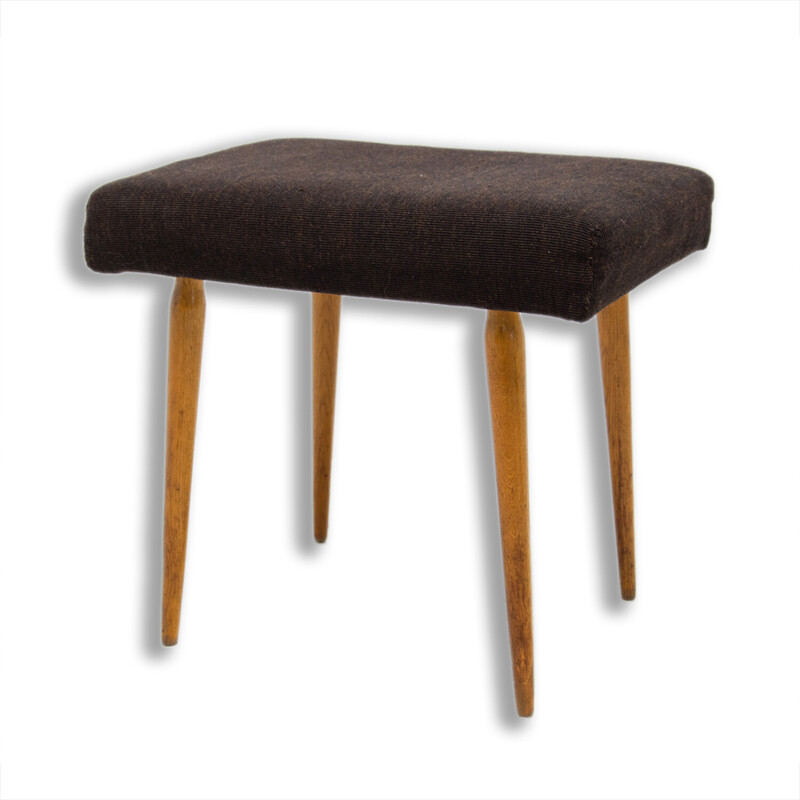 Vintage stool in beech wood and fabric, Czechoslovakia 1960s