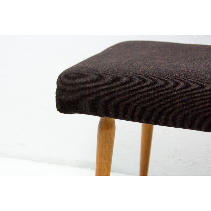 Vintage stool in beech wood and fabric, Czechoslovakia 1960s