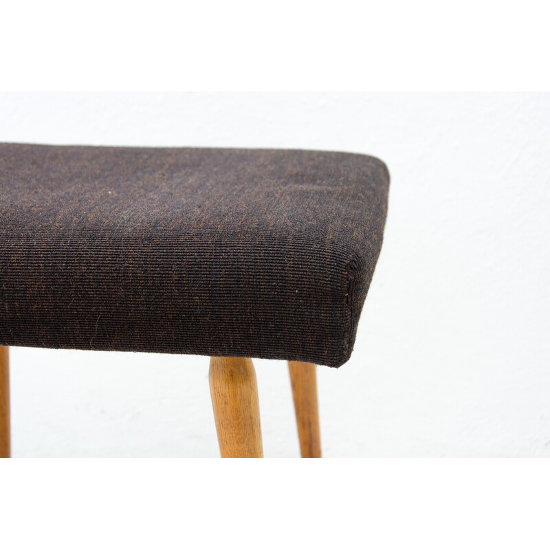 Vintage stool in beech wood and fabric, Czechoslovakia 1960s