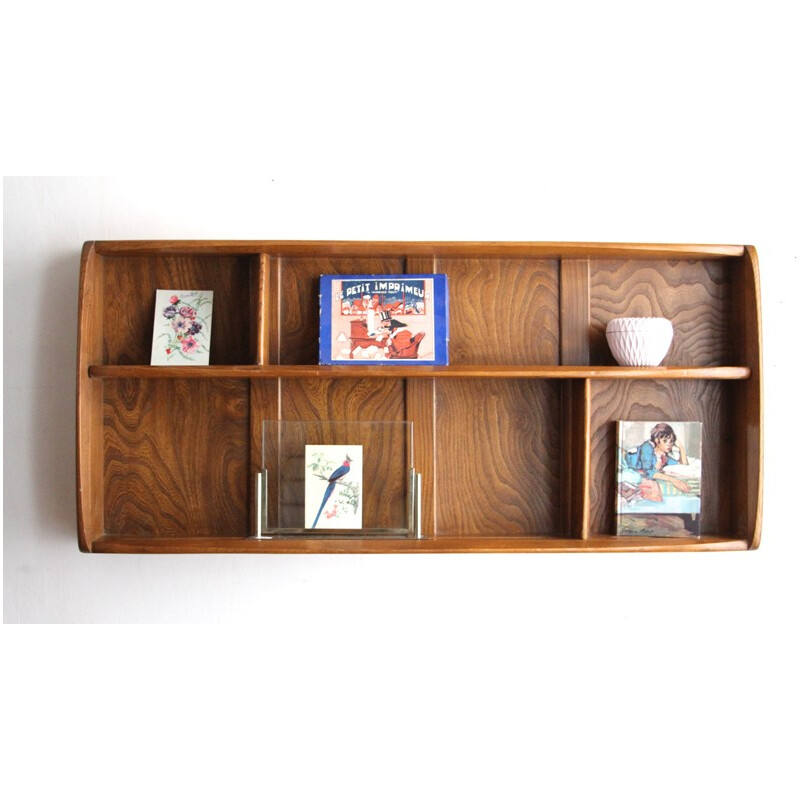 Wall shelves in solid elm - 1950s