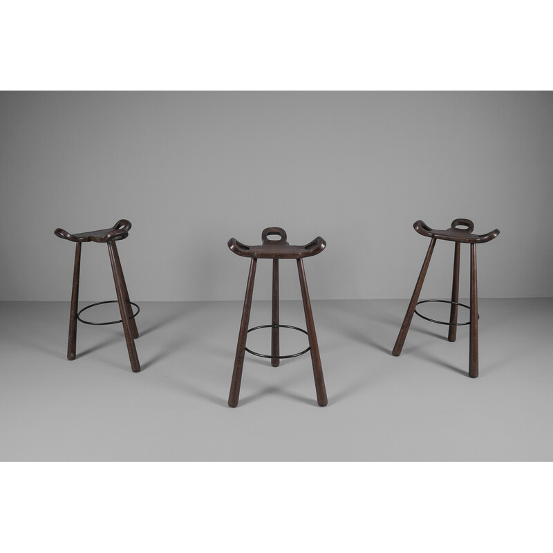 Set of 3 vintage bar stools, Spain