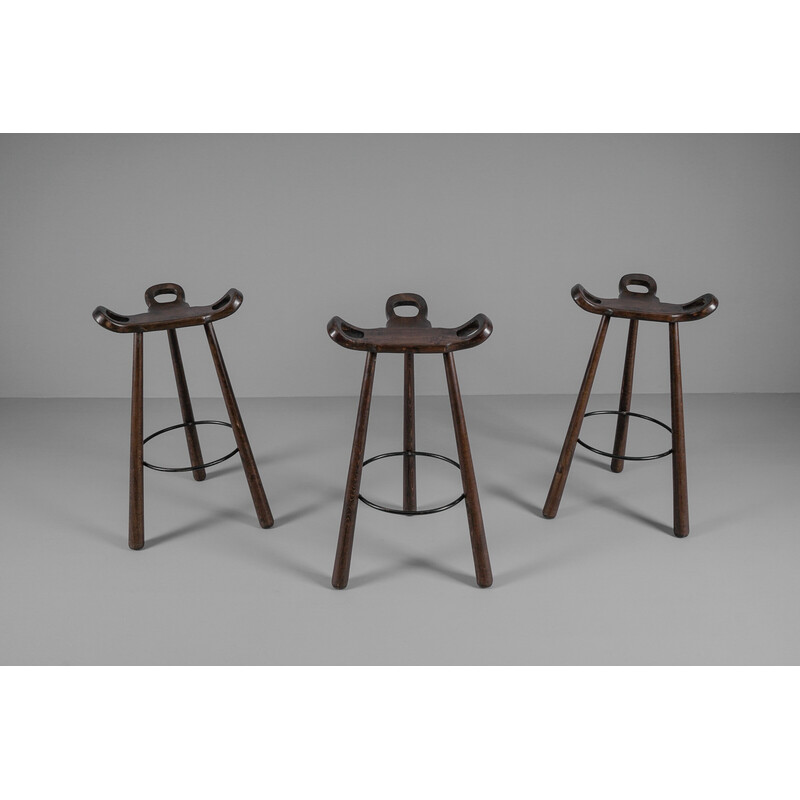 Set of 3 vintage bar stools, Spain