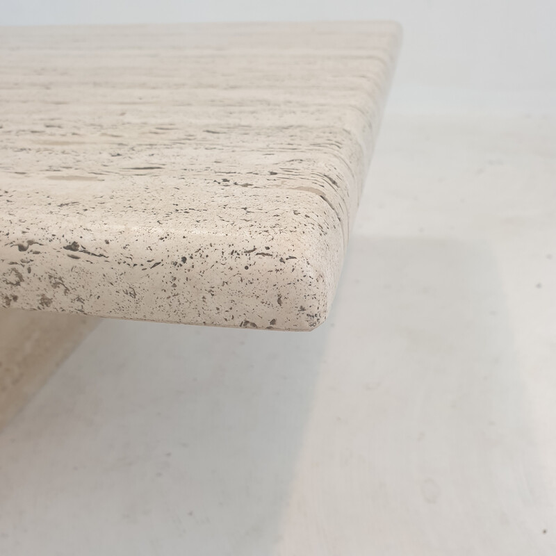 Vintage travertine coffee table, Italy 1980s