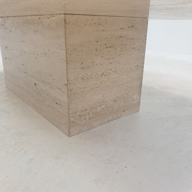 Vintage travertine coffee table, Italy 1980s