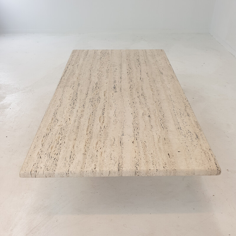 Vintage travertine coffee table, Italy 1980s