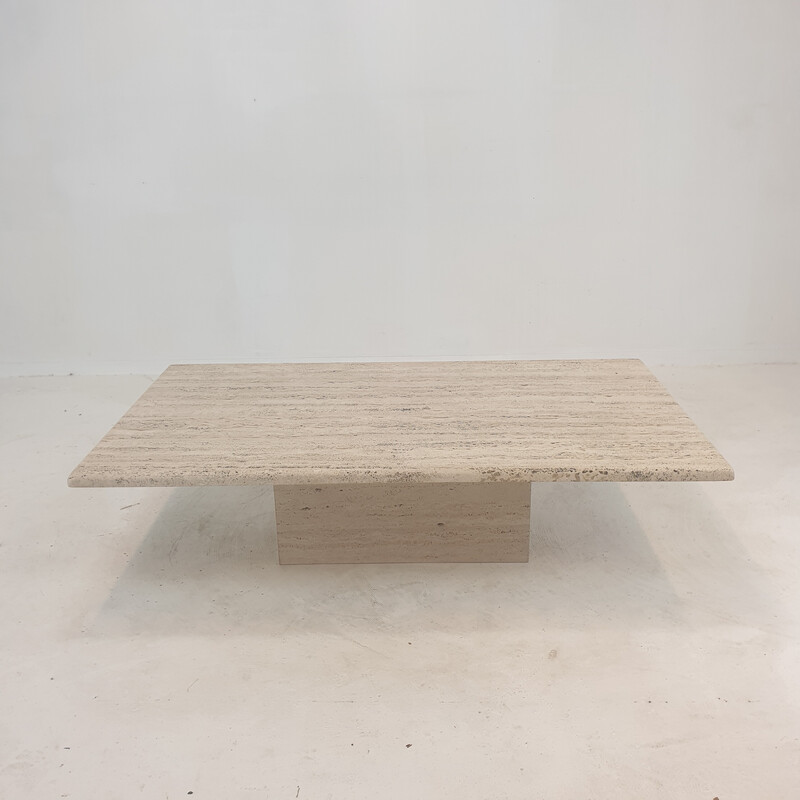 Vintage travertine coffee table, Italy 1980s