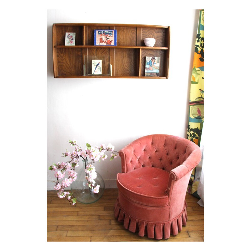 Wall shelves in solid elm - 1950s