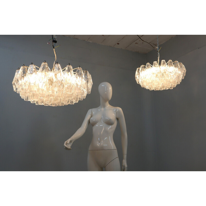 Pair of vintage "Poliedri" chandeliers by Carlo Scarpa, 1960s