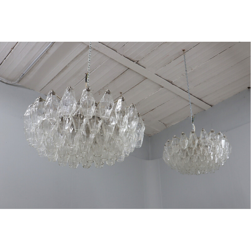 Pair of vintage "Poliedri" chandeliers by Carlo Scarpa, 1960s