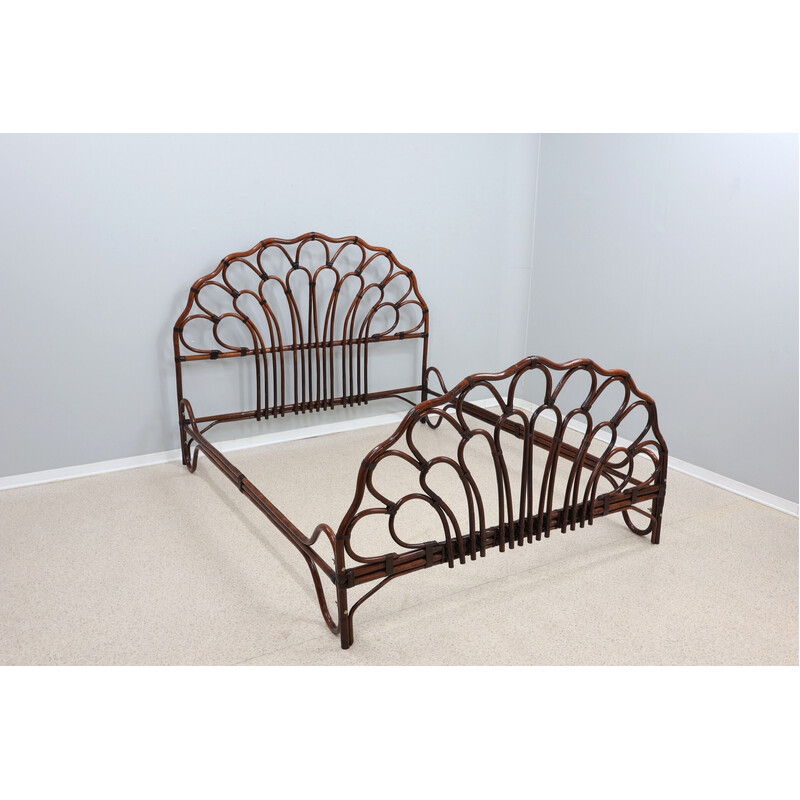 Vintage rattan double bed by Elinor McGuire, 1970s