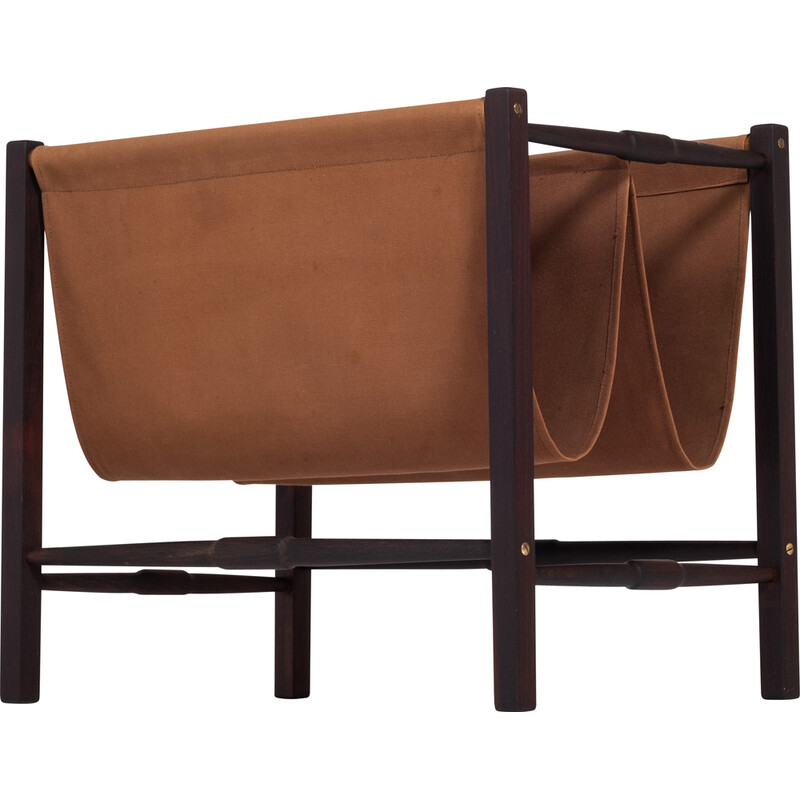 Vintage magazine rack in cognac rosewood, Denmark 1960s