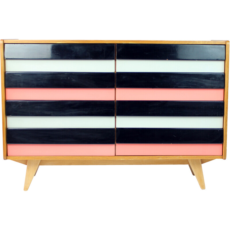 Vintage U450 oakwood and fiberglass chest of drawers by Jiri Jiroutek for Interier Praha, Czechoslovakia 1960s