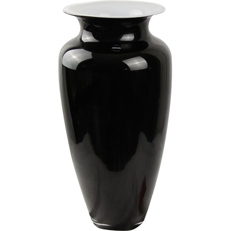 Vintage zwart murano glas vaas van Carlo Nason