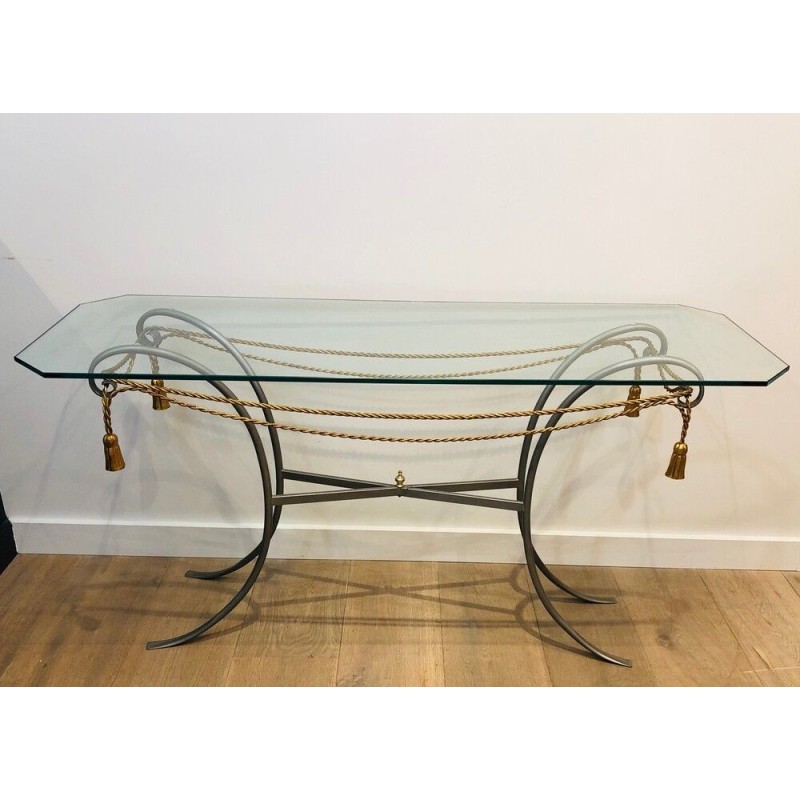 Vintage metal and glass console, 1970s