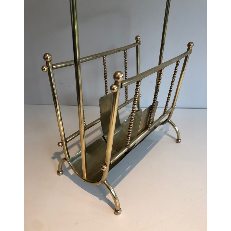 Vintage brass magazine rack, France 1970s