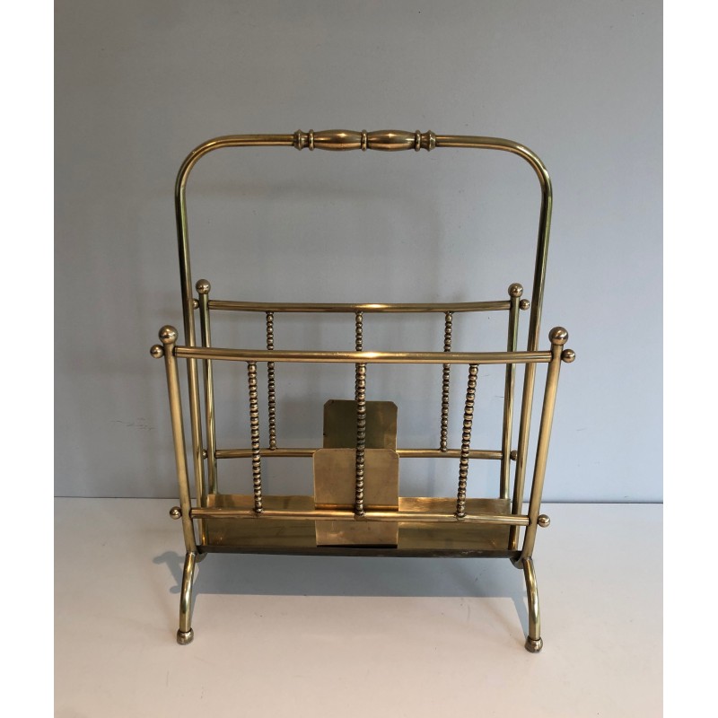 Vintage brass magazine rack, France 1970s