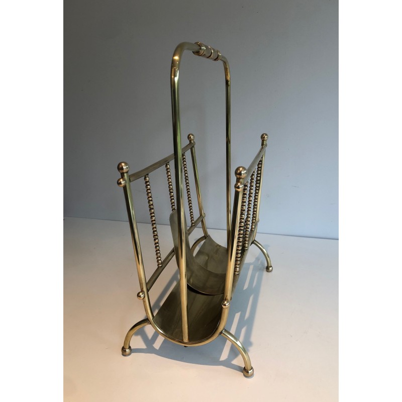 Vintage brass magazine rack, France 1970s