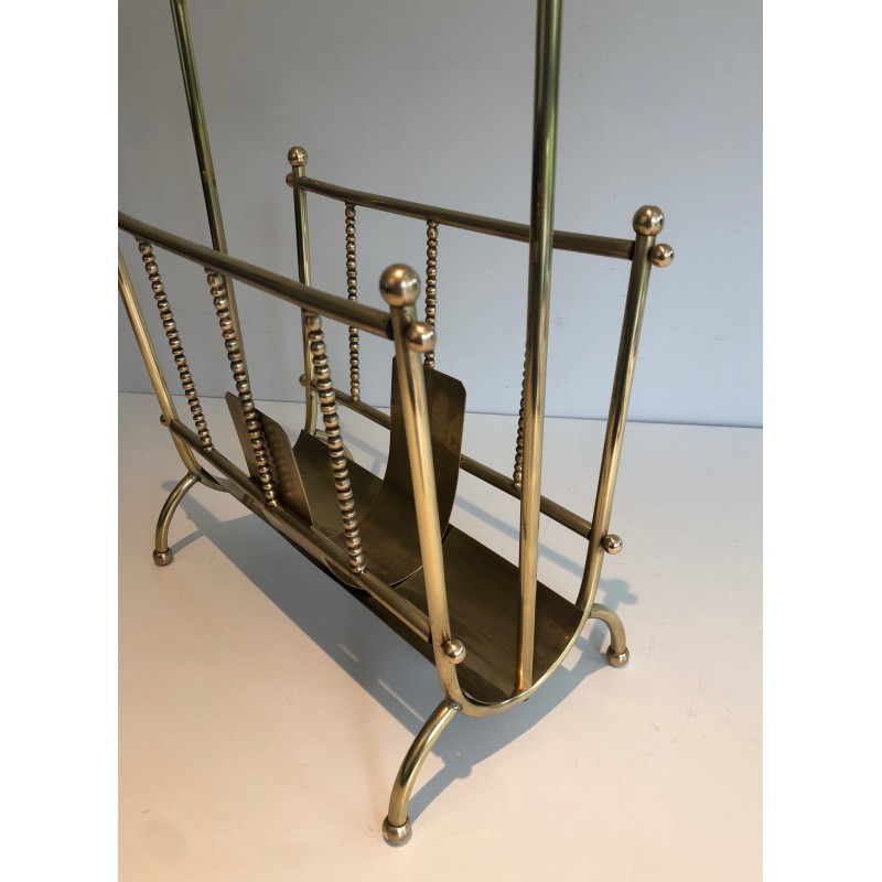 Vintage brass magazine rack, France 1970s