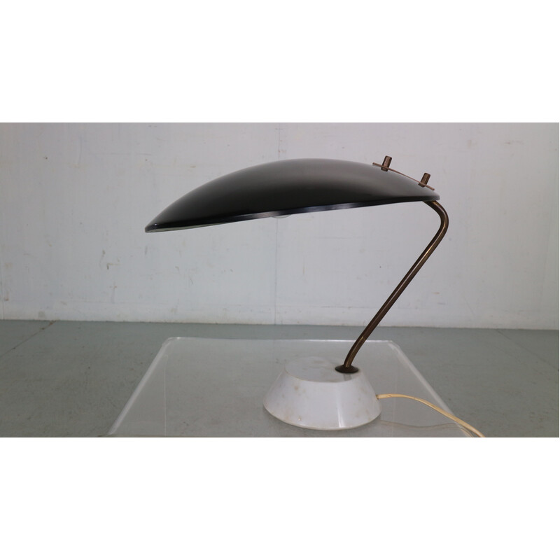 Vintage tafellamp 8023 in aluminium en messing van Bruno Gatta voor Stilnovo, Italië 1960