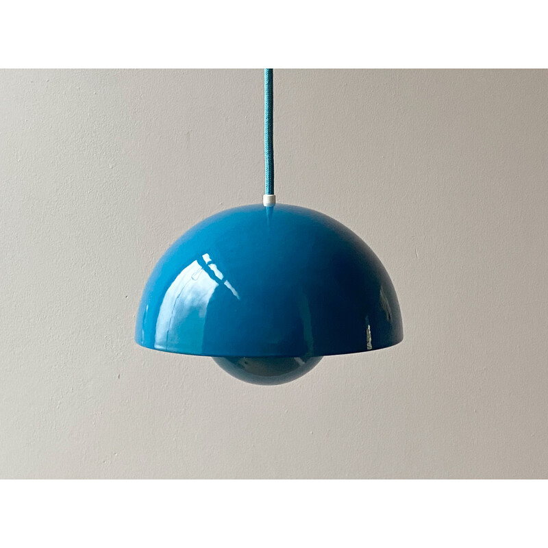 Vintage enamelled metal pendant lamp by Verner Panton for Louis Poulsen, Denmark 1968s