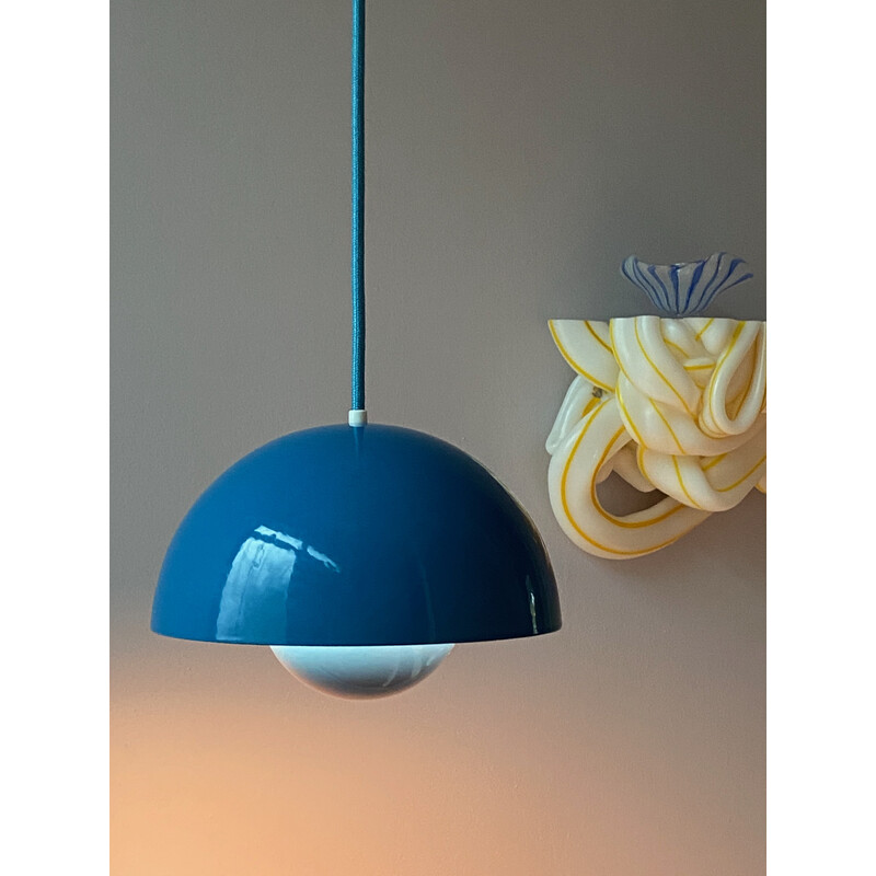 Vintage geëmailleerde metalen hanglamp van Verner Panton voor Louis Poulsen, Denemarken 1968