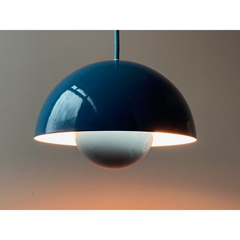 Vintage enamelled metal pendant lamp by Verner Panton for Louis Poulsen, Denmark 1968s