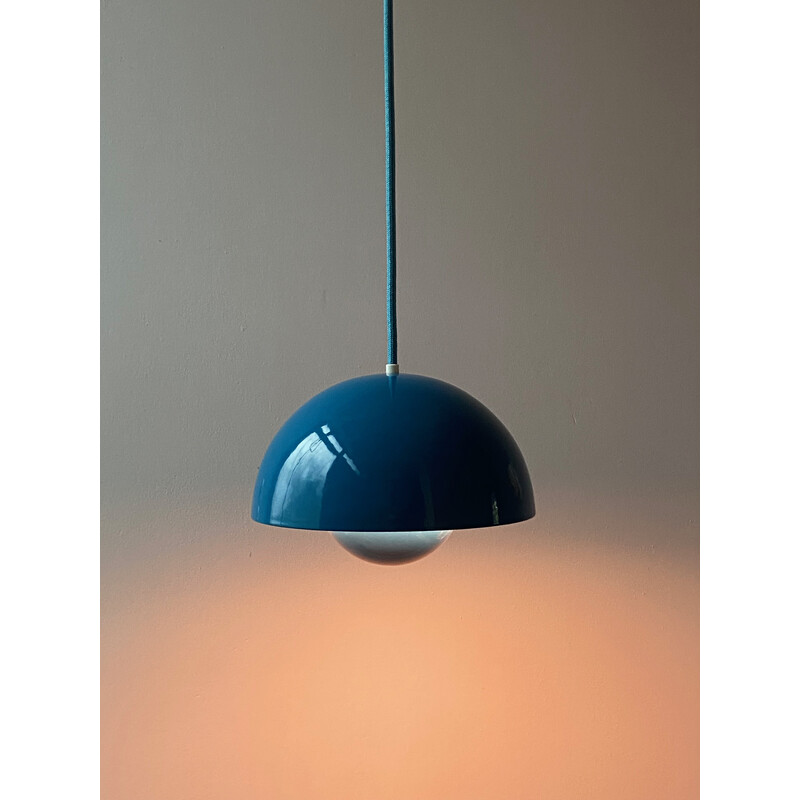 Vintage enamelled metal pendant lamp by Verner Panton for Louis Poulsen, Denmark 1968s