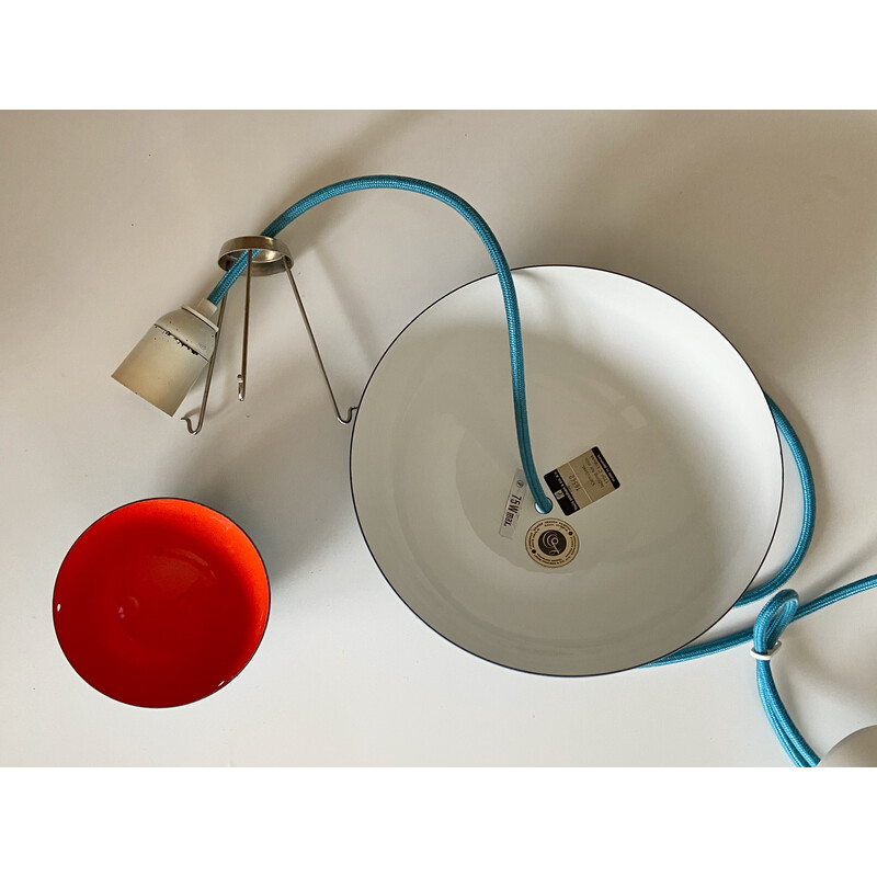 Vintage enamelled metal pendant lamp by Verner Panton for Louis Poulsen, Denmark 1968s