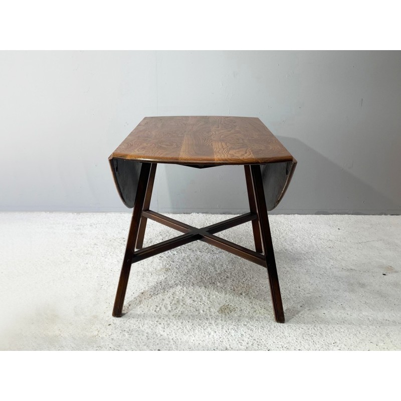 Vintage Ercol elmwood and beechwood drop-leaf table by Lucian R. Ercolani, 1960s